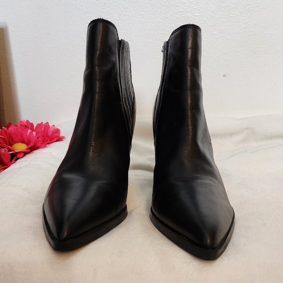 Marc Fisher Womens Ellard Pointy Toe Boots Ankle Booties Classic Leather Black - Picture 5 of 15